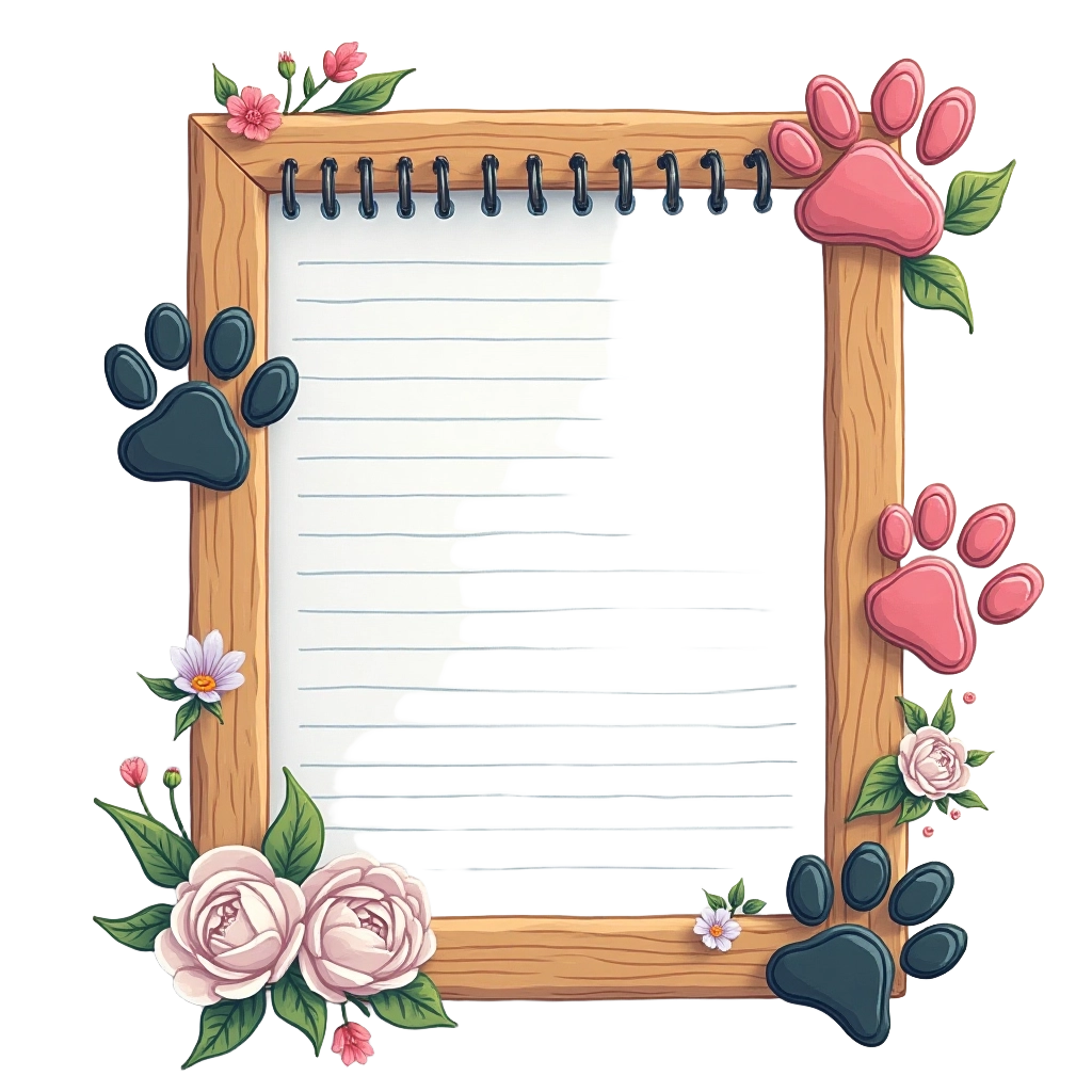 Paw Prints and Flowers Frame